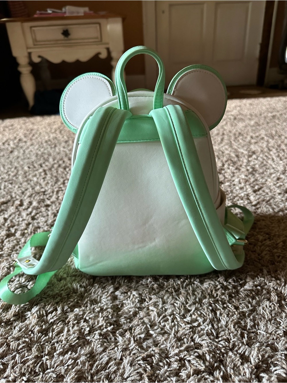 Loungefly Mint Green Floral Ear Mini Backpack with Matching Wallet - Picture 3 of 5